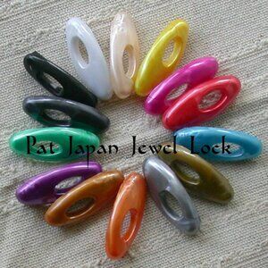 TEN (10) Random Colours Plastic Pat Japan Jewel Lock Hijab Scarf Snag Free Pins